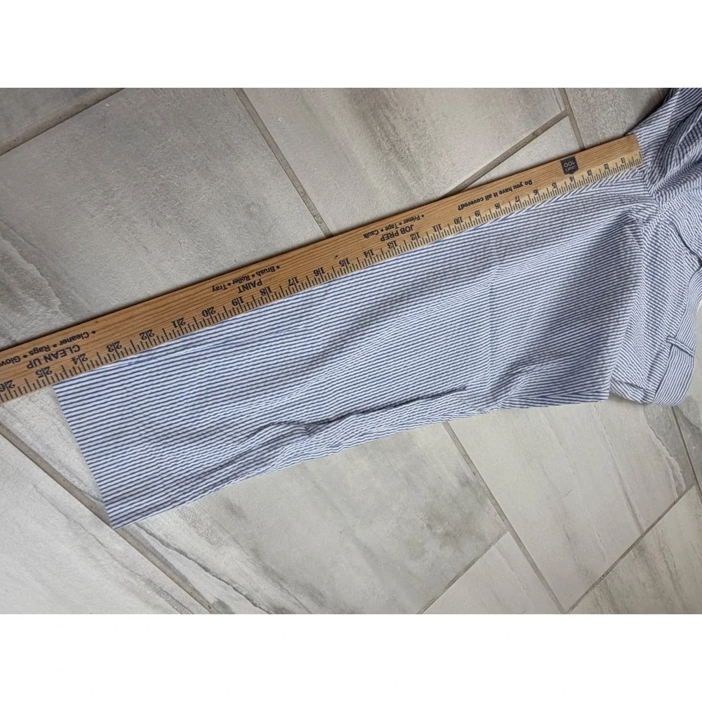 J.Crew Womens‎ Blue White Seersucker Striped Cropped Pants Size 10 F1428 Preppy